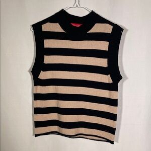 N:PHILANTHROPY WOMENS CREAM BLACK SWEATER BLOUSE MEDIUM